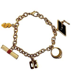 Enamel gold tone ‘05 graduation charm bracelet